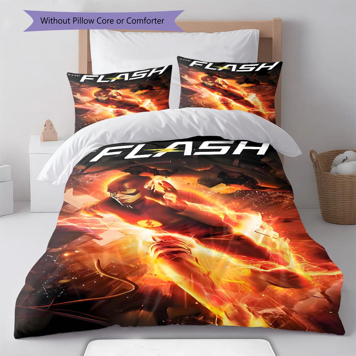 

Flash Hero Bedding Quilt Set Quilt Cover Pillowcase Home Decoration Birthday Gift (1 * duvet cover + 2 * pillowcase, without core) 135x200cm