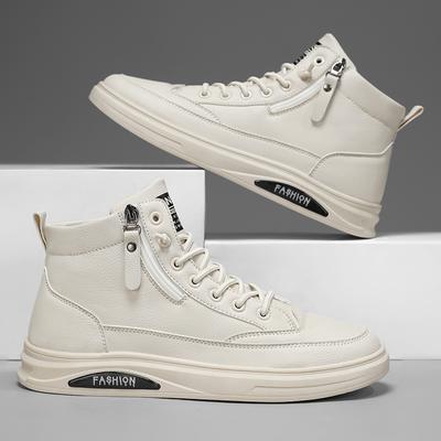 Erkek günlük deri botlar ilkbahar ve sonbahar orta kesim outdoor botlar yumuşak taban konfor düz taban moda çok yönlü trend botlar