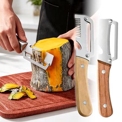 New 2 In 1 Paring Knife and Vegetable Peeler Ergonomic Wood Handle Stainless Steel Fruit Potato Peeler Kitchen Tool