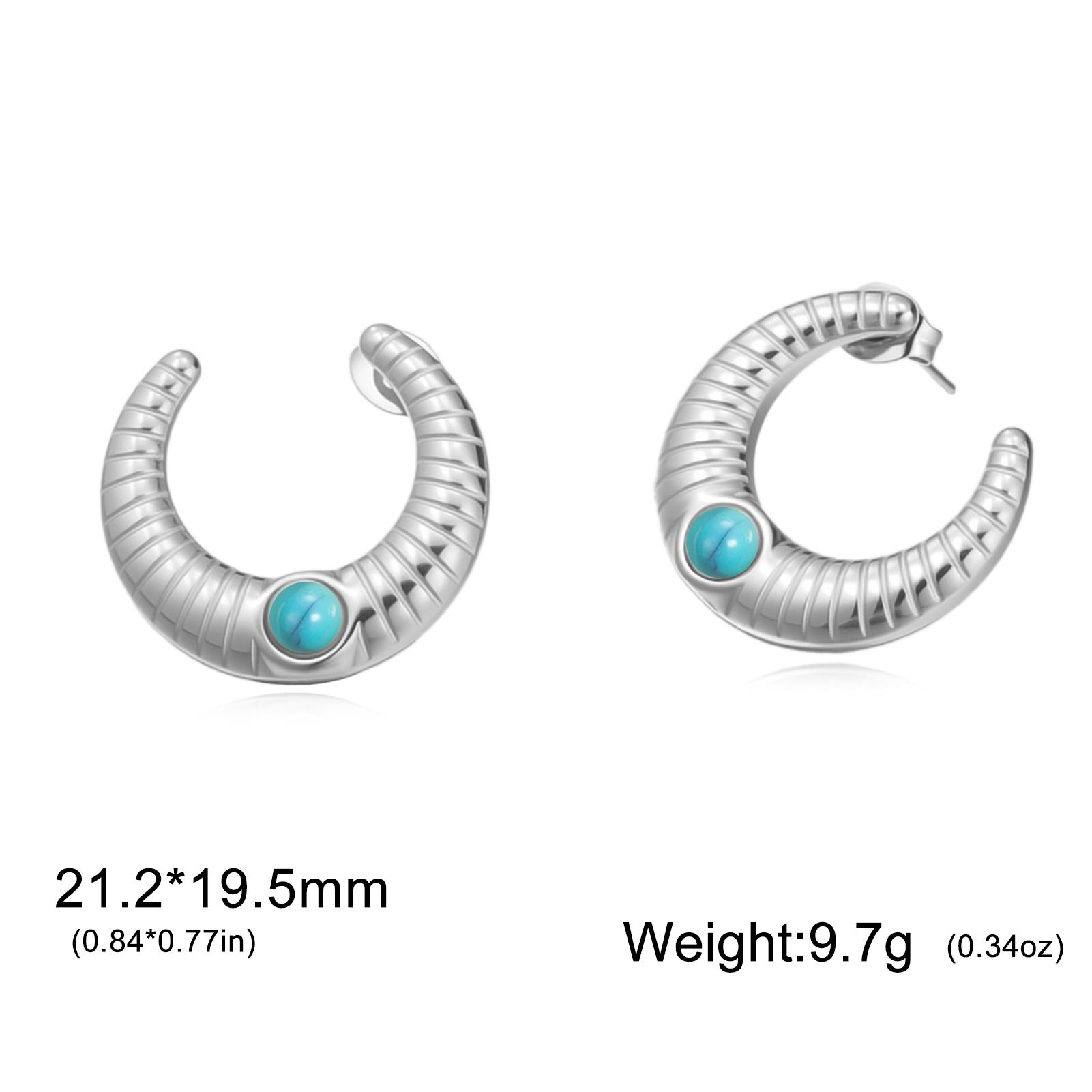 

Teamer Turquoise Crescent Stud Earring For Women Girls Gold Color Stainless Steel Simple Style Fashion Jewelry Birthday Gift