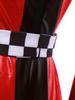 Womens Racer Jumpsuit Metallic Shiny Checkerboard Patchwork Stand Collar Front Zip Belted Leggings Costume