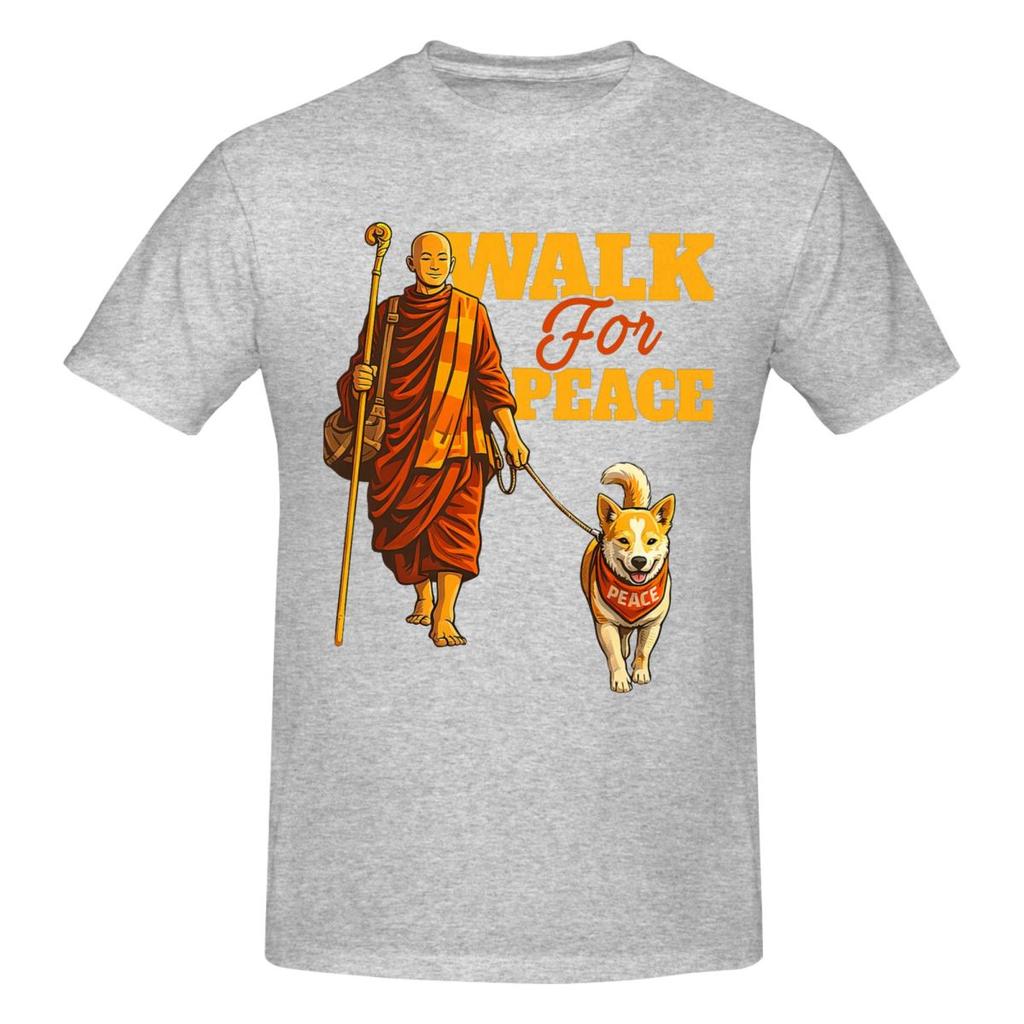 Unisex Aloka Walk For Peace Monks With Aloka Dog Gifts T Shirt Streetwear Cotton Tshirt Unisex