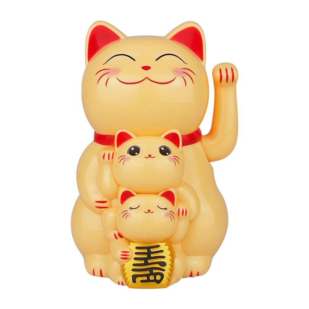 

Brand New Shop Home Lucky Cat Lucky Cat Ornament Home Decor 4 Color Automatic Light Energy Plastic Solar-powered жовтий
