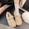 Sweet Bow Flat-bottomed Lamb Wool Velvet Cotton Shoes for Women, New Winter Wear Warm Wool Shoes