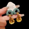 Pendientes de Carrillón de Viento de Perla y Cristal de Aguja Plateada Vintage