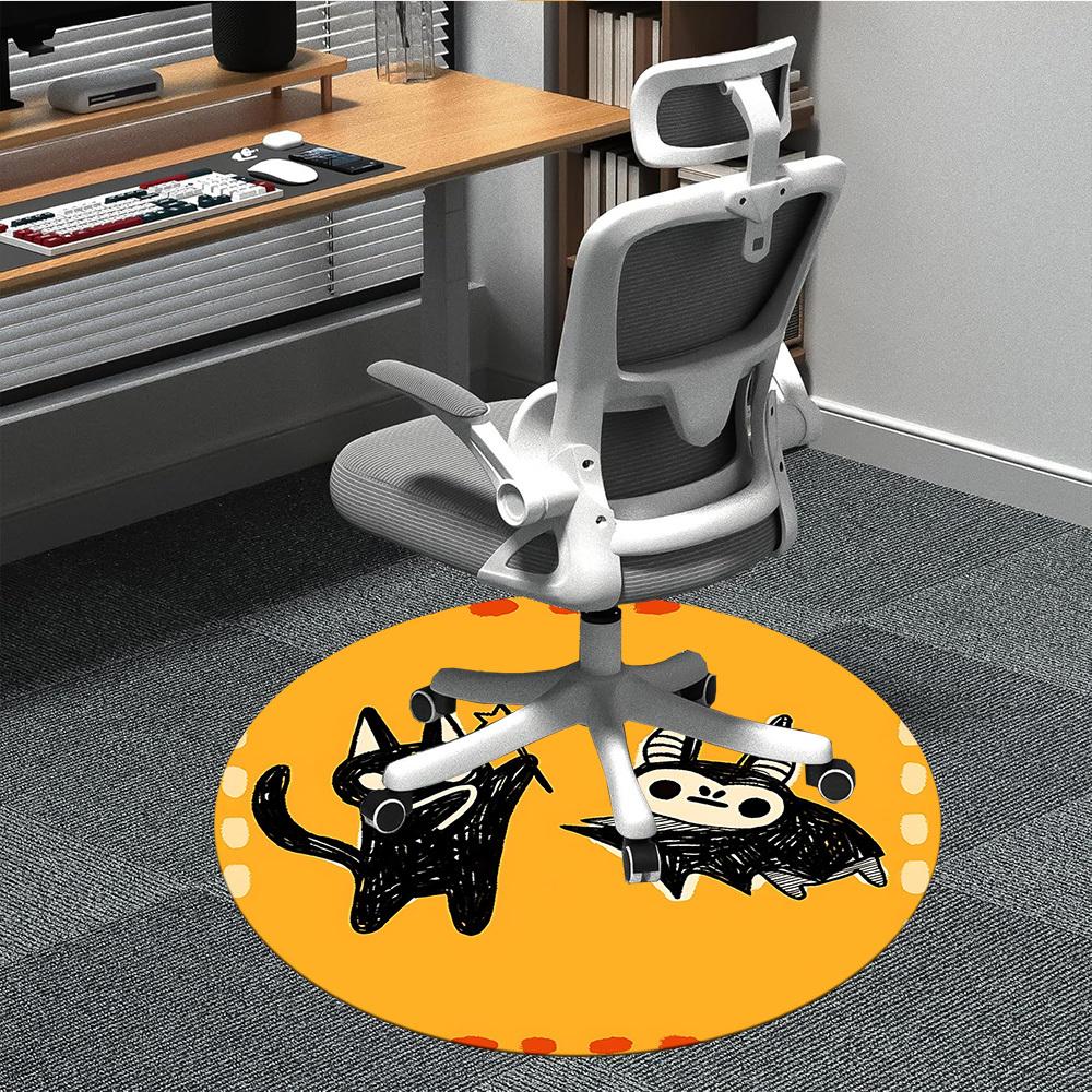 

1pc Halloween Cats Office Round Area Rug, Indoor Mat Suitable For Office, Under Office Chairs Bedroom Living Room Home Decor176 80cm by 80cm