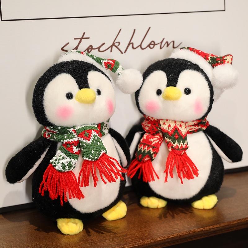 Christmas Penguin Scarf And Hat Plush Toy Holiday Gift For Kids Soft And Adorable