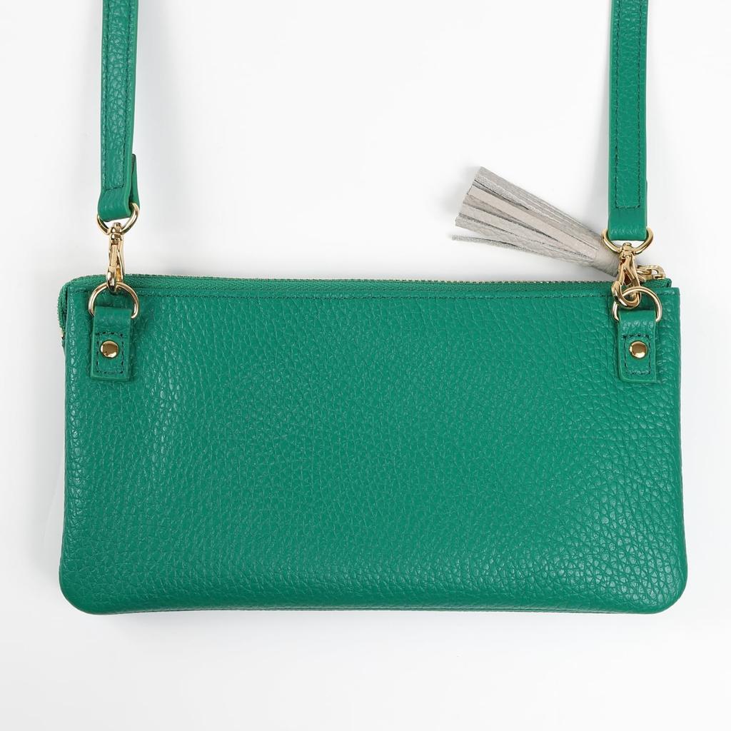 JULLY AND SHUSHU Genuine Leather Wallet Shoulder Purse Long Women's Bag, Pochette, Gift, Wallet, DR3-WS (Royal Green)