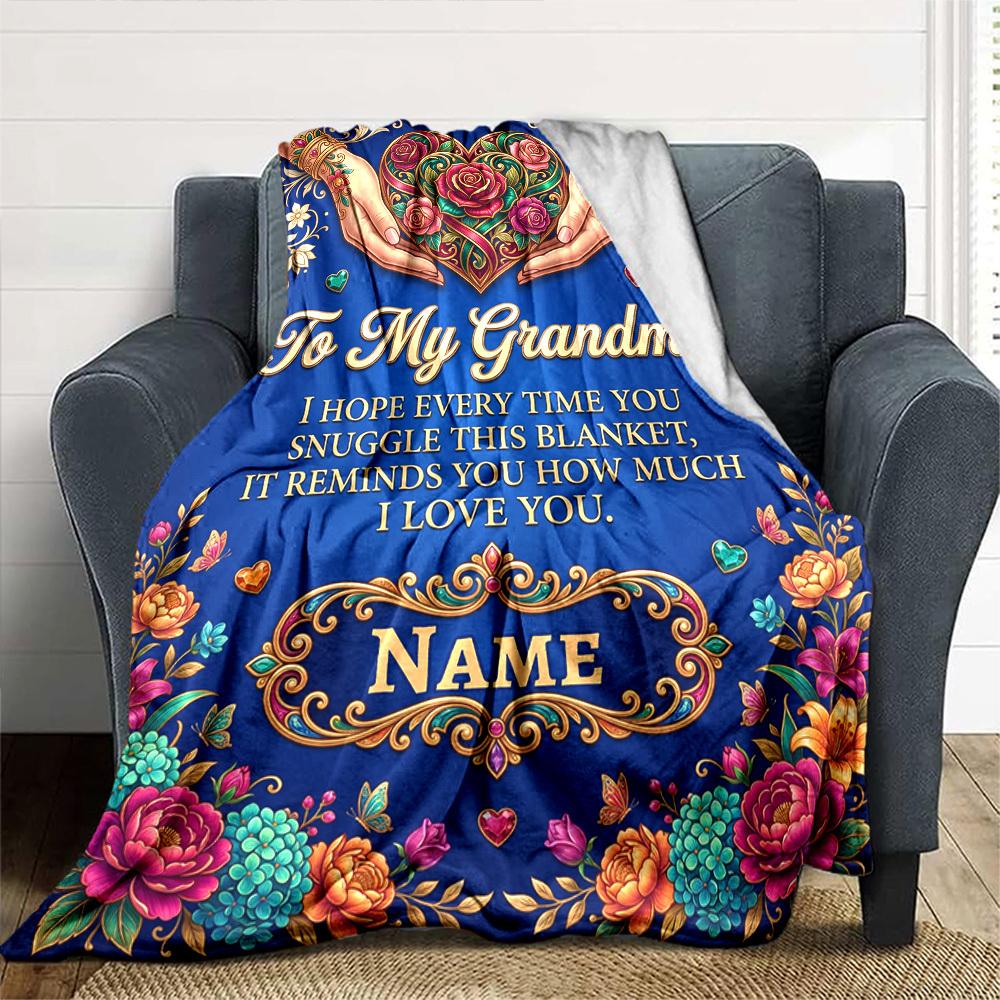 Grandma'S Love Wisdom Blanket Warmthful Decor Great For Sofa Couch Office Bed Picnics Four Seasons Multipurpose Digital Print Birthday Christmas Gift