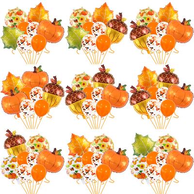 Thanksgiving Harvest Season Themed Balloon Set Maple Leaf Pine Cones Pumpkin Aluminum Film Balloon Party Arrangement Props