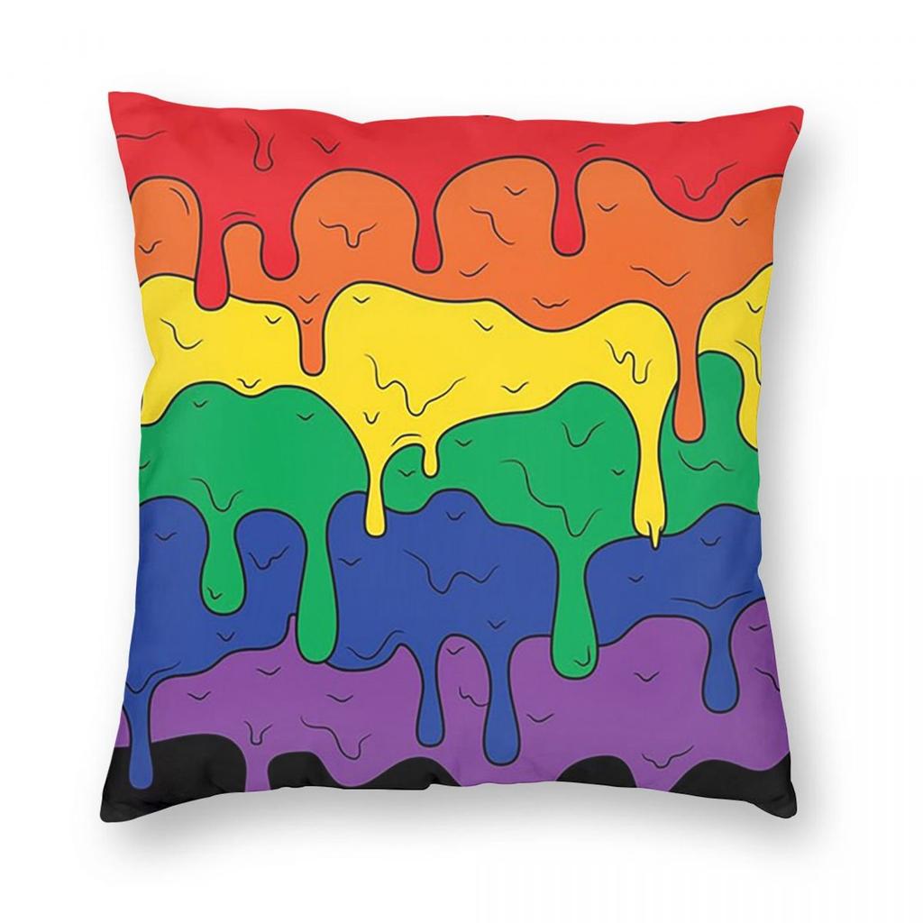 Gay Pride Rainbow Flag Heart Square Pillowcase Pillow Cover Cushion Throw Pillow for Home Bedroom Car