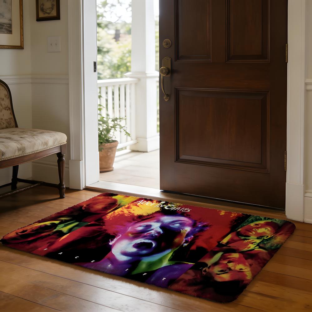 Retro Music Alice In Chains Floor Mat Soft Flannel Absorbent Mat Non-Slip Rug Home Bedroom Bathroom