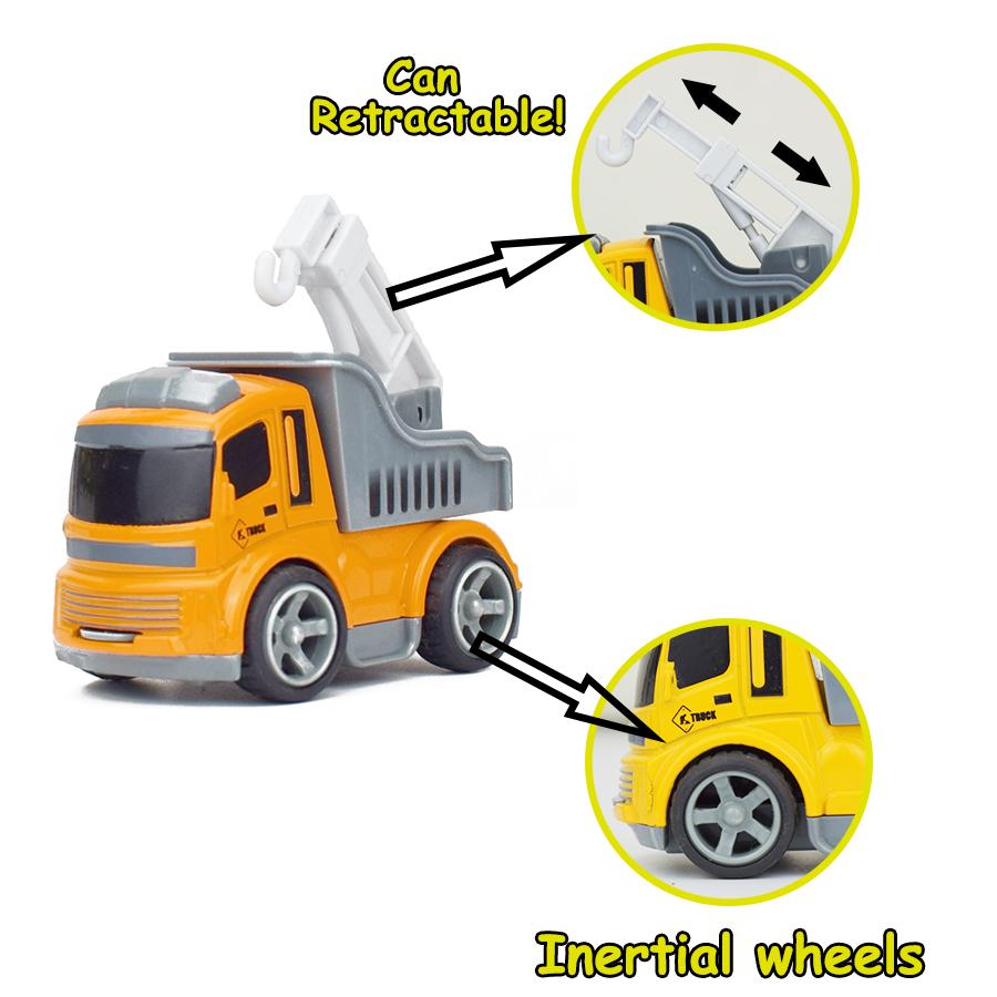 3 Kinds Inertial Engineering Vehicles Mini Model Toy Diecast Alloy Excavator Crane Bulldozer Pull Back for Boy Toys Gift for Kid