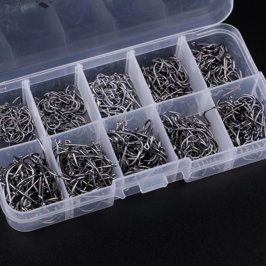 500pcs High Carbon Steel Fishing Hooks Fly Barbed Hook with Hole 3-12#