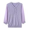 Mom's Spring Three-Quarter Sleeve Knit Top for Middle-Aged and Elderly Women