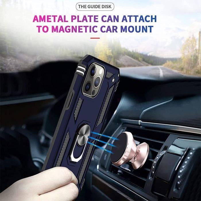 Protective Case - Shockproof - for iPhone 13 Pro - Midnight Blue - Magnetic Stand - 2 Tempered Glass Films