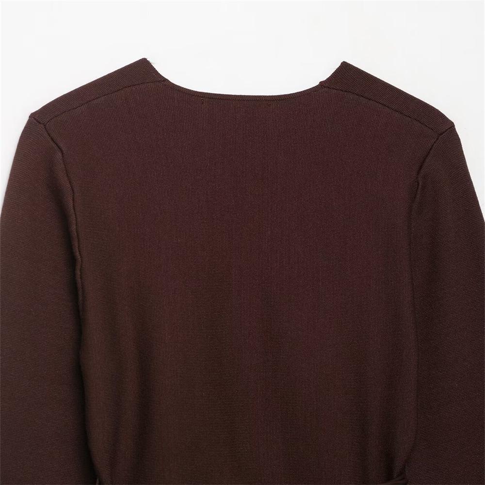 Autumn Women's Slimming V-Neck Knitted Cardigan with Belt