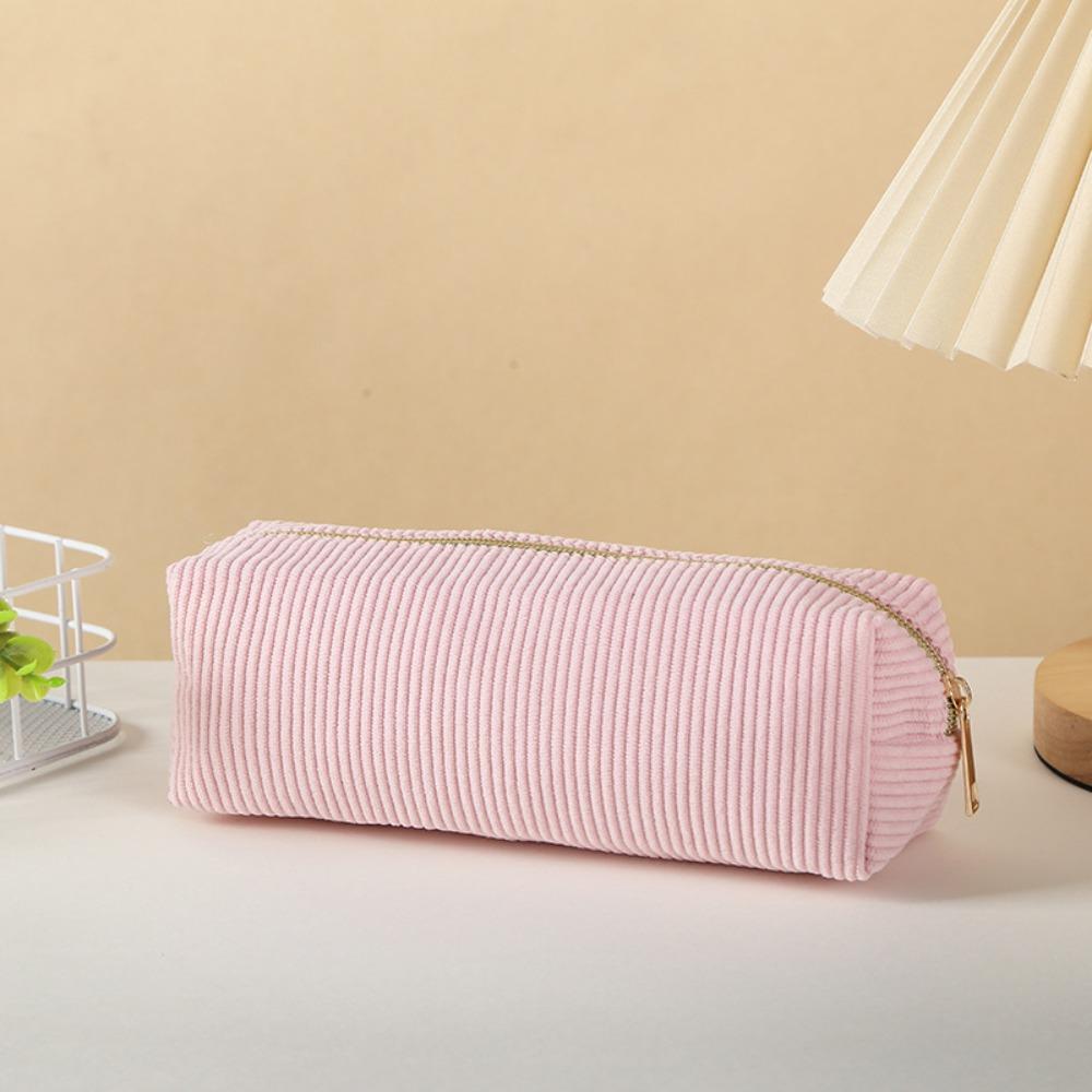 Large Capacity Pencil Case Corduroy Toiletry Organizer Fashion Velvet Makeup Pouch  Lady