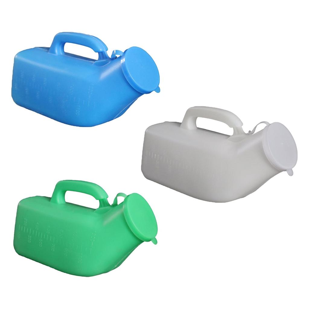 Male Urinal Plastic with Handle & Lid 1200ml Pee Bottle Men's Potty Bedpan for Hospital Emergency Car Camping Bedridden Patients