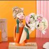 Nordischer Telefonhalter mit Blume Röhre Mädchen Harz Dekoration Artikel Haus Zimmer Schreibtisch Statue Zubehör Kaffeetisch Skulptur Handwerk