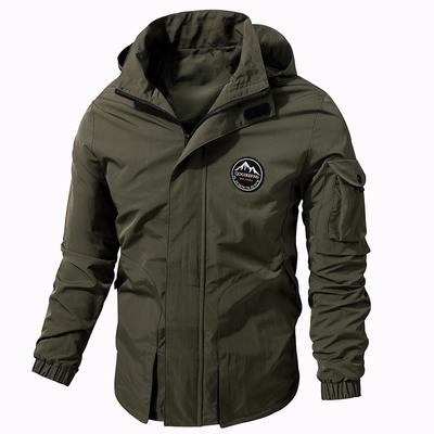 Giacca casual con cappuccio, funzionale, di grandi dimensioni, per uomo, giovane e di mezza età, primavera e autunno
