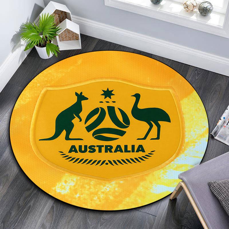 Australia National Football Round Rug, Non Slip Washable Circular Carpet For Living Room Bedroom Playroom, Sports Fan Decor, Holiday Birthday Gift