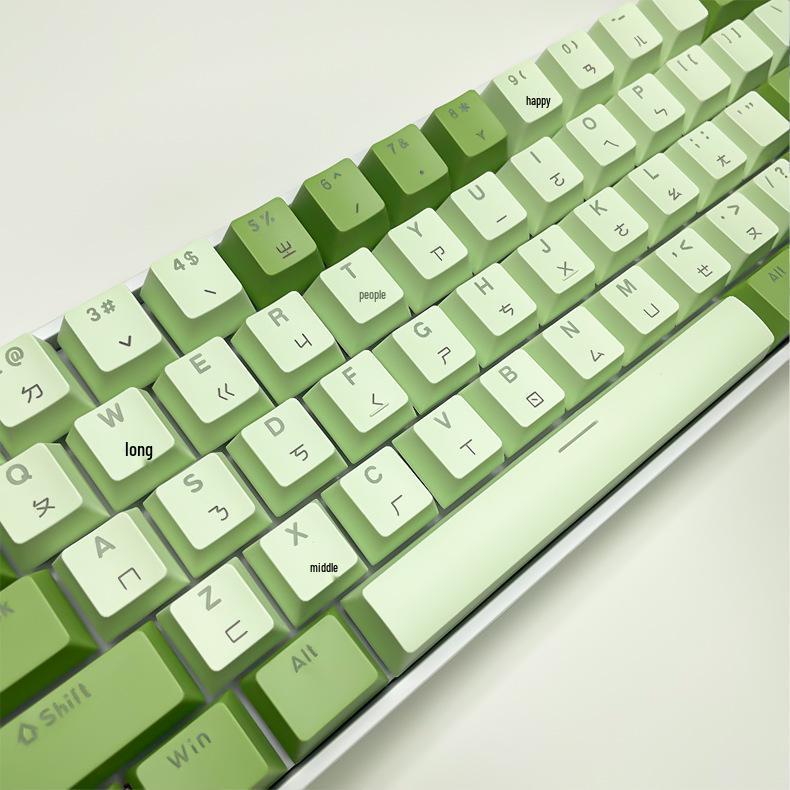 Taiwan Matcha Themed H61 Mini Mechanical Keyboard with Blue Switches, Wired/Wireless, Hot-Swappable, Traditional Chinese Pinyin Layout