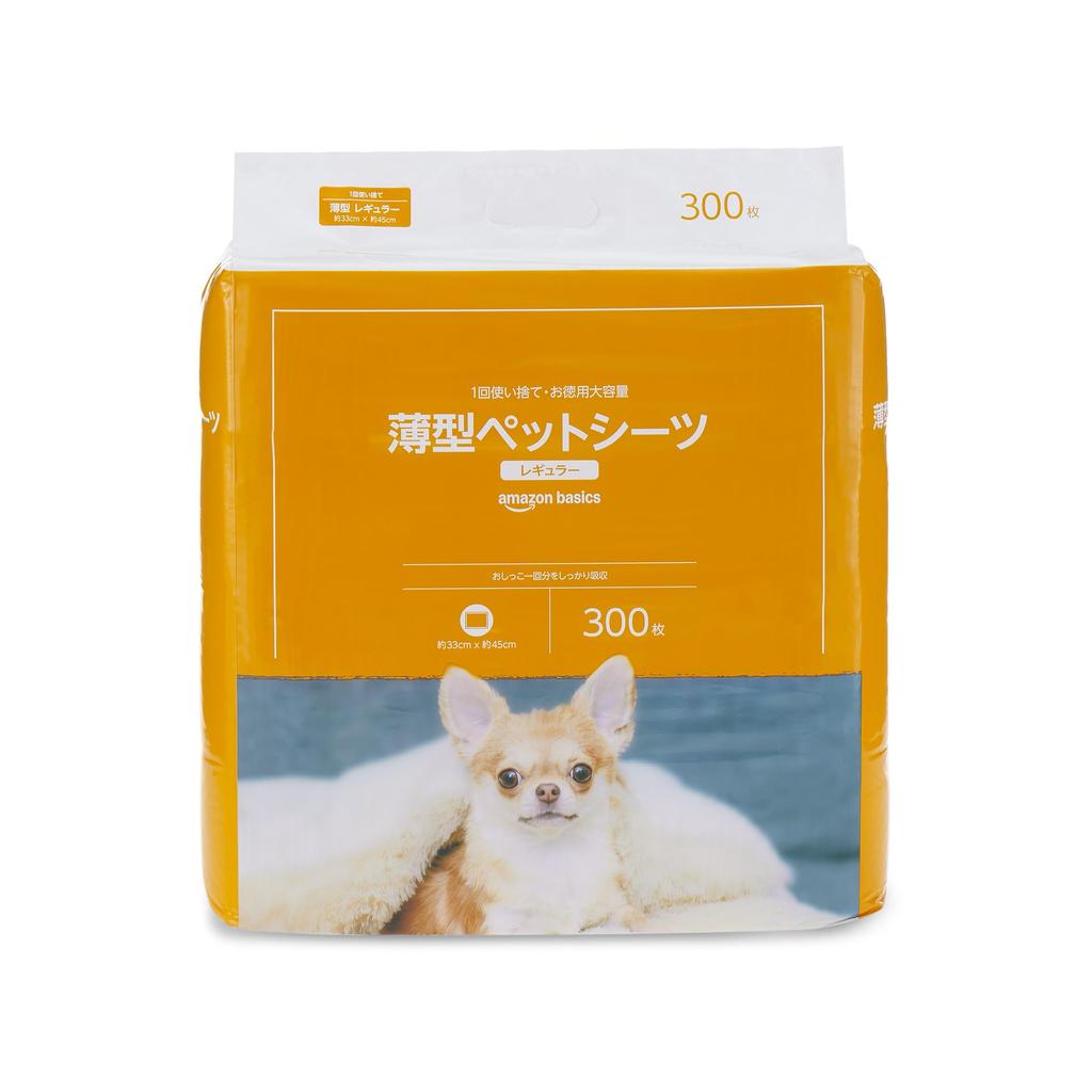 Amazon Basics Pet Sheets, Thin, Regular, Single-Use, Unscented, White, 300 Sheets (Formerly Brand Name: Amazon)