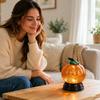Leuchtender Kürbis Schnee mit warmem orangem Licht - Halloween Herbst Thanksgiving Tischdekoration, Saisonales Geschenk
