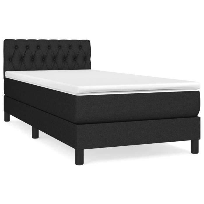 VidaXL Lit à sommier tapissier avec matelas Noir 90x200 cm Tissu 3140267