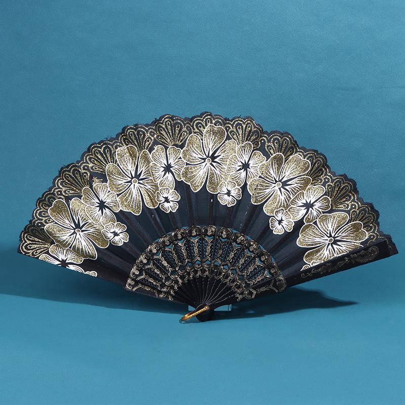 Chinese Style Silk Fabric Fan Folding Fan Wedding Fan Art Gifts Dance Hand Fan Vintage Folding Flower Fan Ancient Hanfu Fan