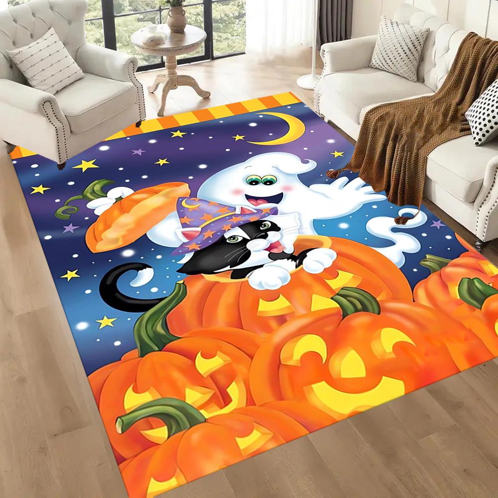 Sugar Skull Pumpkin Art Floor Mats for Living Room, Bedroom and Room Decoration Are Suitable for Gifts.