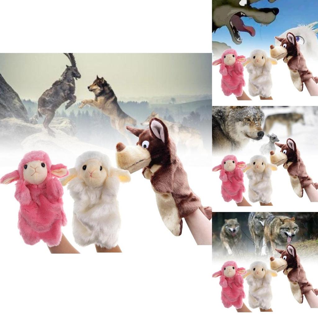 Adorable White Sheep And Big Bad Wolf Storytelling Puppet Hat For Kids Playtime