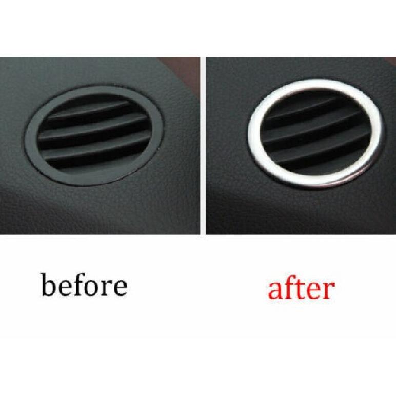 2PCS Silver Steel For Benz E-Class 2009-2015 Dashboard L&R Air Outlet Vent Trim