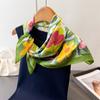 Fresh Oil Painting Style High-end Printed Silk Scarf Imitation Square Versatile Shawl Neck Small Headscarf