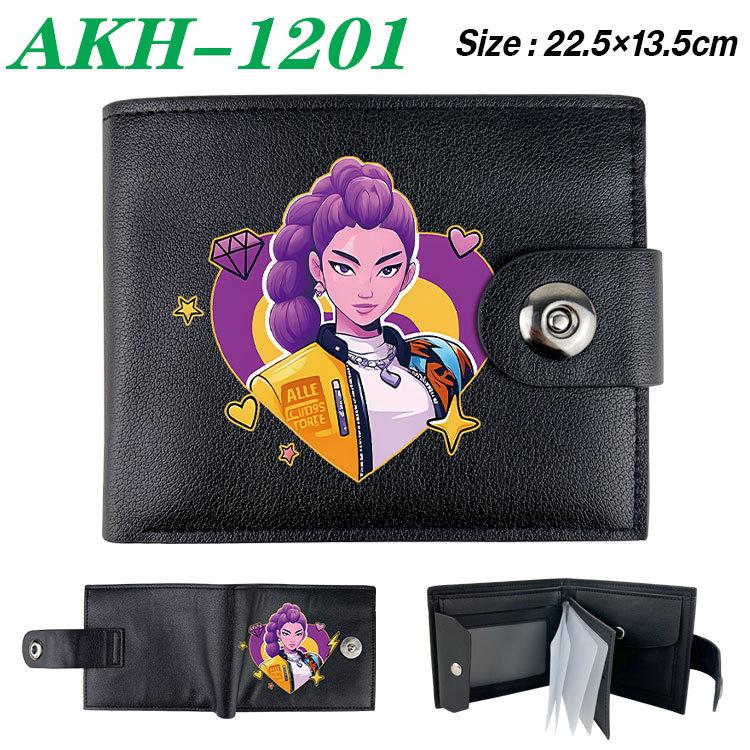 K-Pop Demon Hunters Wallet Black Soft Leather Snap Closure with Zipper Coin Pocket 1pcs