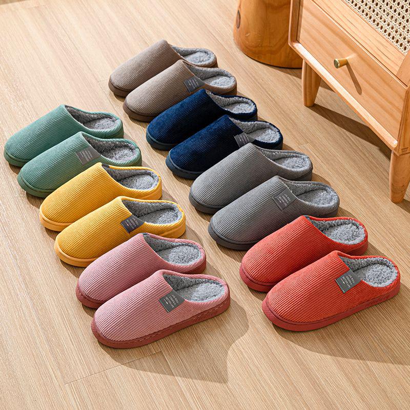 Women's and Men's Non-slip Winter Cotton Fur Slippers – Warm Home Footwear for Couples