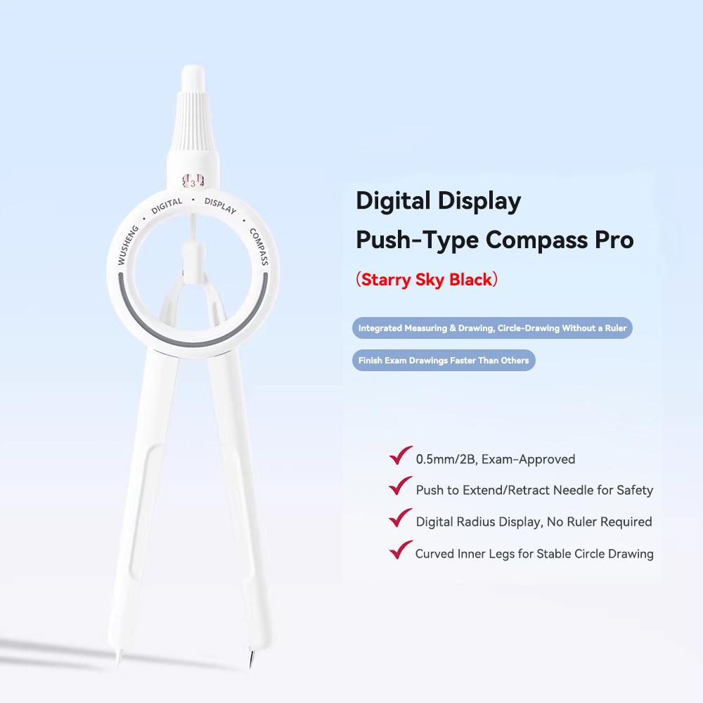 Pencil Compass Digital Display Compass with 0.5 mm Lead Refills Circle Drawing Compass Drafting Tool for Geometry School Office