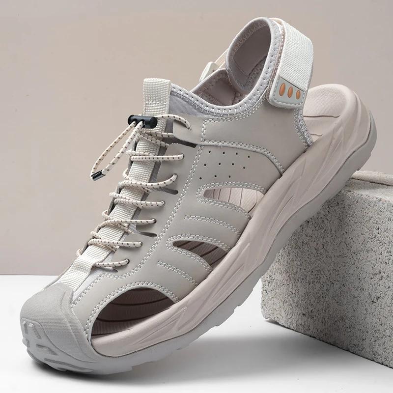 

Fashion New Men s Handmade Leather Sandals Flat Sandals Fashion Men s Suitable for Beach Vacation Summer Non-slip Sandals Mens Loafers 46 песочный