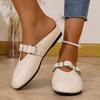 Women Flats Square Toe Slippers Woman  Shoes Casual Sandals Summer 2025 Brand  Trend Slides Soft Leather Flip Flops