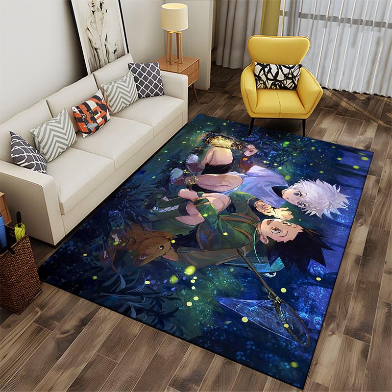 Anime Boys in Forest Adventure suitable as a non-slip mat for the living room or bedroom sofa