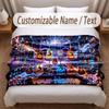 Music Guitar Theme Soft Blanket Personalized Custom Name Text Print Warm Blanket Home Sofa Bedroom Decor