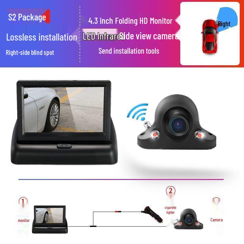 Right-Side Blind Spot Dashcam: HD Night Vision, Reversing and Full Car Auxiliary System