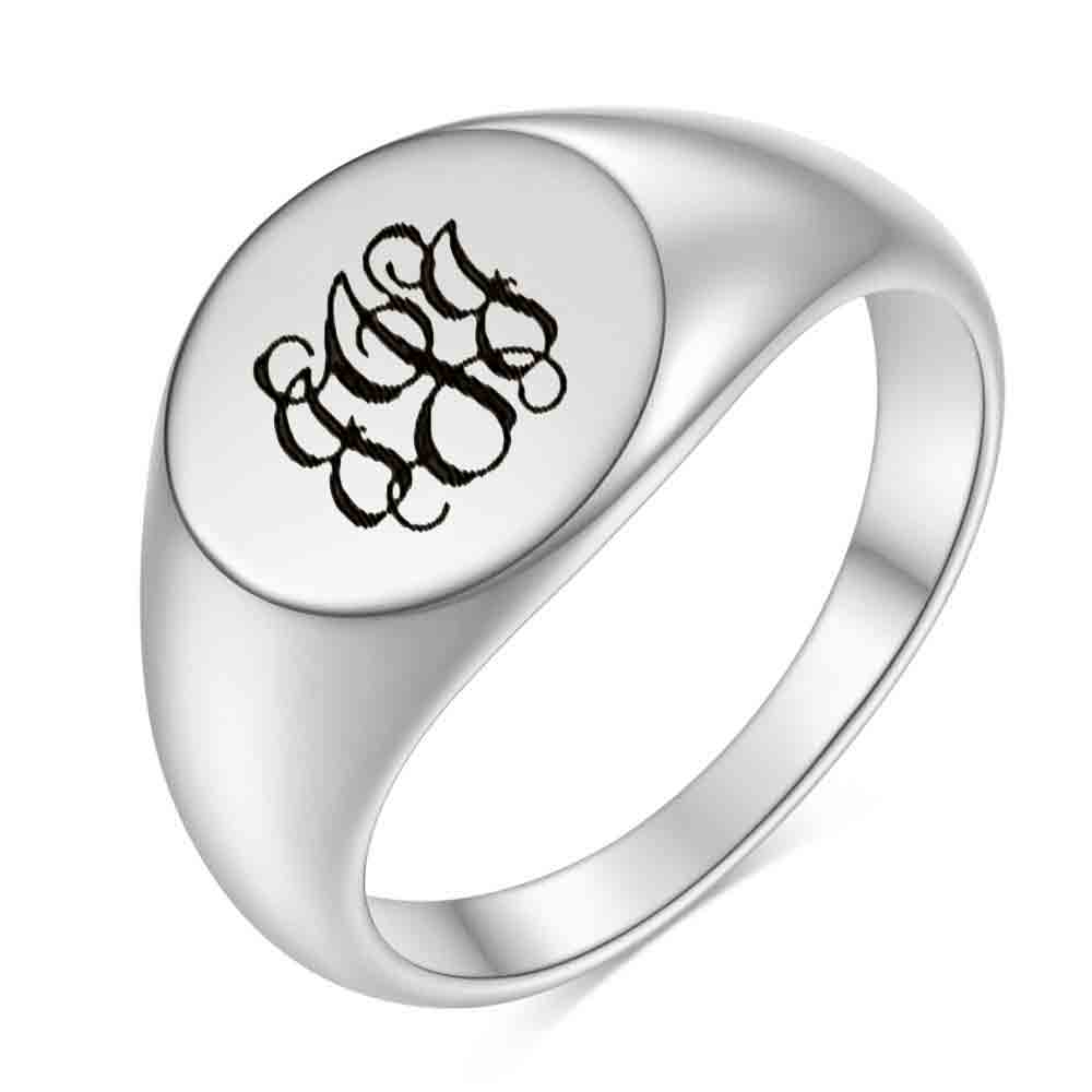 Stainless Steel 26 English Alphabet Printed Font Ring, Silver Color, Fashionable and Simple Titanium Steel Women's Ring