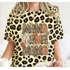 Fashion Funny Leopard Letter Mama Colorful Print Women's Short Sleeves T-Shirt Loose Casual Summer Outdoor Street Women's Tees Tops