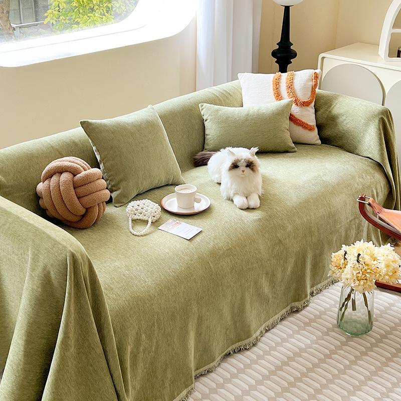 Ins Среднего возраста зеленое цельное полотенце для дивана — фото 3