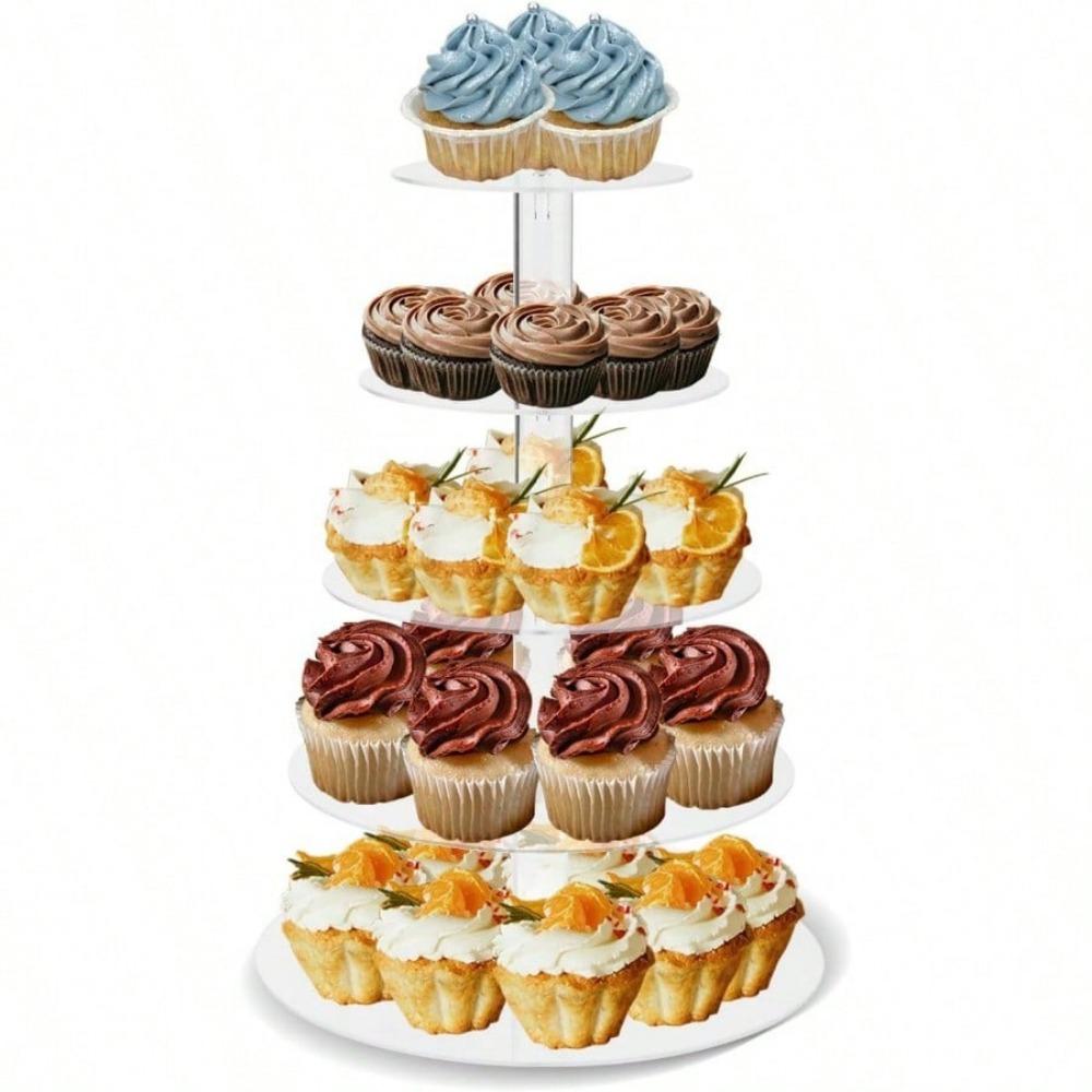 Cake Stand, Acrylic Round Cupcake Stand Clear Cupcake Tower Holder Display Stand for Party, Birthday, Wedding, Dessert, Shower Decor