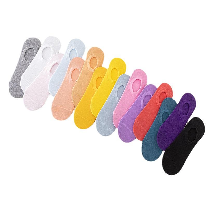 10 Pairs of Spring and Summer Models of Invisible Boat Socks Silicone Thin Mouth Does Not Fall Off the Heel Candy Colour Female Short Socks