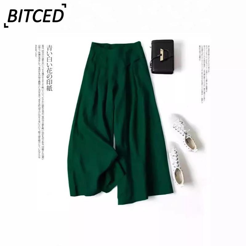 BITCED Women's Fashion Casual Solid Color Print Pants & Capris