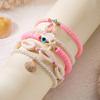 5pcs/set Bohemian Starfish Shell Imitation Pearl Bracelet for Women Ethnic Style Pink Beads Fishtail Flower Bangle Beach Jewelry